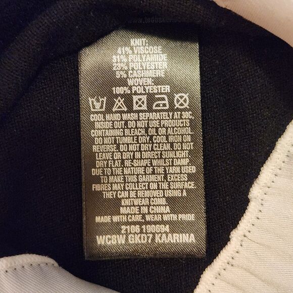 Ted Baker Kaarina Layered Look Black & White Ruffled Neck Sweater Sz 1UK/4 (S) - Picture 12 of 12